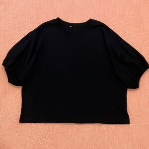 Cropped Black Women's Short Sleeve t-shirt Top